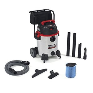 lot 2163 image: RIDGID 50353 1610RV Stainless Steel Wet Dry Vacuum, 16-Gallon Shop Vacuum with Cart, 6.5 Peak HP Motor, Large Wheels, Pro Hose, Drain, Blower Port