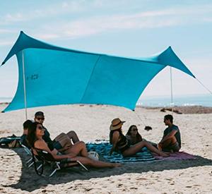 lot 2169 image: Neso Tents Gigante Beach Tent, 8ft Tall, 11 x 11ft, Biggest Portable Beach Shade, UPF 50 Sun Protection, Reinforced Corners and Cooler Pocket (Teal)
