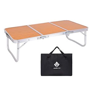 lot 2173 image: Sorliva Folding Camping Table, Portable Picnic Camping Table Bed Table with Carrying Bag, 3-Fold Lightweight Folding Table for Outside Picnic Garden Cooking BBQ Fishing Beach Table