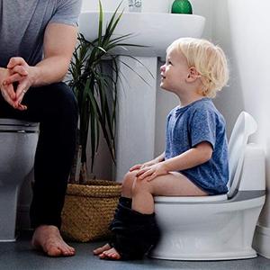 lot 2195 image: Nuby My Real Potty Training Toilet with Life-Like Flush Button & Sound for Toddlers & Kids, WhiteGray