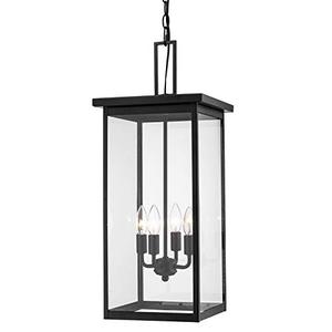 lot 2205 image: Millennium 2605-PBK Transitional Four Light Outdoor Hanging Lantern from Barkeley Collection Finish, Powder Coat Black
