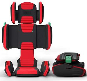 lot 2210 image: Mifold hifold fit-and-fold Highback Booster Seat, Adjustable Narrow, Foldable Booster Car Seat for Everyday, Travel, Carpooling and More Racing Red