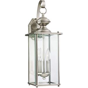lot 2226 image: Sea Gull Lighting 8468-965 Jamestowne Transitional Two - Light Outdoor Wall Lantern Outside Fixture, Antique Brushed Nickel Finish