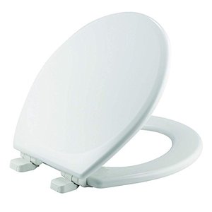 lot 2244 image: MAYFAIR 843SLOW 000 Lannon Toilet Seat will Slow Close and Never Loosen, ROUND, Durable Enameled Wood, White