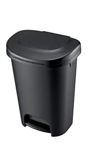 lot 2263 image: Rubbermaid Classic 13 Gallon Step-On Trash Can with Lid, Black Waste Bin for Kitchen