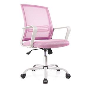lot 2273 image: Smugdesk Ergonomic Mid Back Breathable Mesh Swivel Desk Chair with Adjustable Height and Lumbar Support Armrest for Home, Office, and Study, Pink