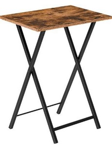 lot 2280 image: HOOBRO Folding TV Table, TV Tray, Stable Snack Table for Small Space, Portable Sofaside Table, Easy Assembly and Storage, Ideal for Snacks and Meals in Living Room, Rustic Brown and Black BF15BZ01
