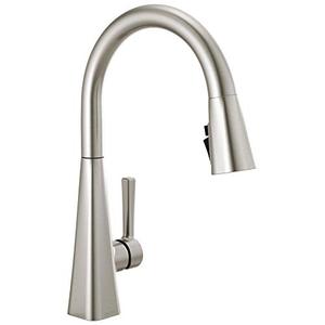 lot 2287 image: Delta Faucet Lenta Brushed Nickel Kitchen Faucet, Kitchen Faucets with Pull Down Sprayer, Kitchen Sink Faucet, Faucet for Kitchen Sink, Magnetic Docking Spray Head, SpotShield Stainless 19802Z-SP-DST