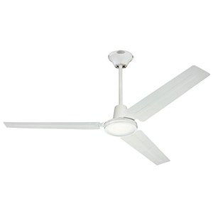 lot 2288 image: Westinghouse Lighting Westinghouse 7812700 Jax, Modern Industrial Style Ceiling Fan and Wall Control, 56 Inch, White Finish