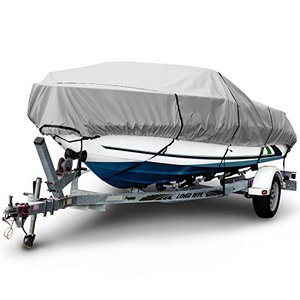 lot 2292 image: Budge 1200 Denier Boat Cover fits Center Console V-Hull Boats B-1231-X8 (24 to 26 Long, Gray)