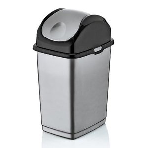 lot 2302 image: Superio Swing-Top Trash Can ,19 Qt (Grey and Black)