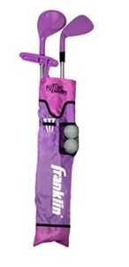 lot 2313 image: Franklin Sports Kids Golf Set - Youth Adjustable Plastic Golf Club Set - Kids Plastic Golf Set with Bag & Balls - Adjustable Length Clubs For Toddlers - Pink