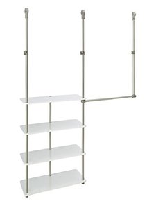 lot 2351 image: ClosetMaid 55300 Closet Maximizer with (4) Shelves & Double Hang Rod, Tool Free Add On Unit, White Finish