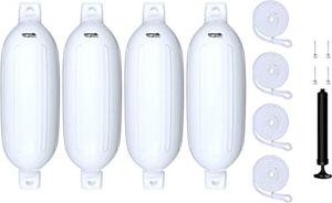 lot 2354 image: Flexifabrics Reinforced G Series Boat Fenders 4 Pack G-4 6.5 x 22 in. (White)