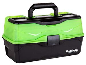 lot 2363 image: Flambeau Outdoors 6383FG 3-Tray Classic Tray Tackle Box, Portable Tackle Organizer, Frost GreenBlack