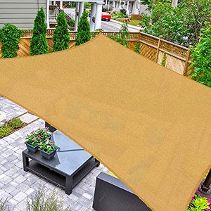 lot 2381 image: AsterOutdoor Sun Shade Sail Rectangle 16 x 16 UV Block Canopy for Patio Backyard Lawn Garden Outdoor Activities, Sand