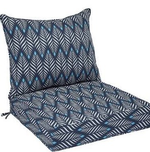 lot 2410 image: Amazon Basics Deep Seat Outdoor Patio Seat and Back Cushion Set 25 x 25 x 5 inches and 28 x 25 x 5 Inches, Navy Blue Leaf