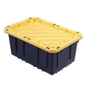 lot 2424 image: HDX 12 Gal. Tough Storage Bin in Black, Black  Yellow
