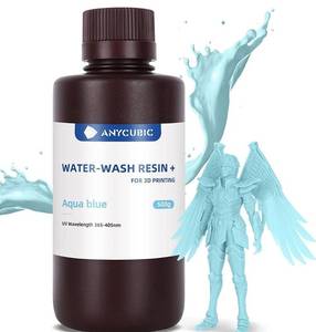 lot 75346 image: ANYCUBIC Water Washable 3D Printer Resin, 405nm High Precision UV-Curing 3D Resin, Low Shrinkage Standard Photopolymer Resin for LCD DLP 3D Printing (Grey, 1000g) Pack Of 2