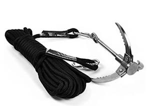 lot 75356 image: Cyfie 3-Claw 4-Claw Sawtooth Grappling Hook, with 10m33ft 8mm Auxiliary Rope Stainless Steel Claw Carabiner for Outdoor Activity EDC Tool in Your Bug Out Bag