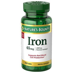 lot 75377 image: Natures Bounty Iron Tablets 65 Mg, 100 Ct (4 Bottle Set)