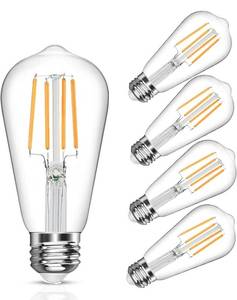 lot 75379 image: 8W Dimmable LED E26 Edison Vintage Bulbs 4 Pack