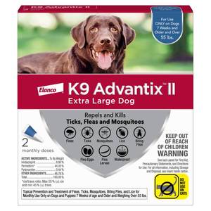 lot 75608 image: K9 Advantix II Flea and Tick Treatment for Extra Large Dogs 2-Pack