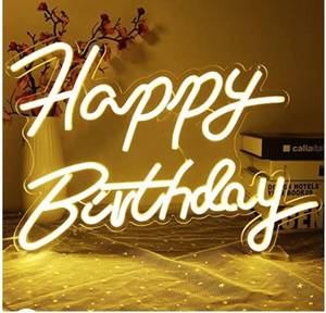 lot 75418 image: Ajoyferris Amazon Neon Happy Birthday Sign With Switch Warm White