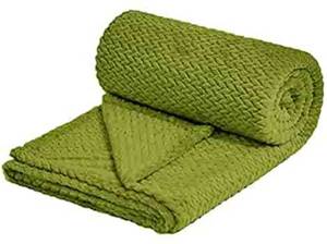 lot 75425 image: NEWCOSPLAY Super Soft Throw Blanket Premium Silky Flannel Fleece Leaves Pattern Lightweight Blanket All Season Use (Green, Throw(50x60))