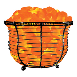 lot 75798 image: Himalayan Glow Natural Salt Lamp 8 Tall Round Basket 10 lbs with Dimmer