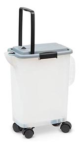 lot 26548 image: PetFusion BetterBin Portable Litter Storage Bin Container (16.5 x 11.7 x 19 lwh)  Holds up to 25 lbs10 Gallons Great for Dry Dog & Cat Food  Adj Spout, Back & Top Handles, Heavy Duty Wheels