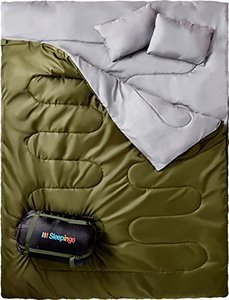 lot 26841 image: Sleepingo Double Sleeping Bag for Backpacking, Camping, Or Hiking - Queen Size XL for 2 People, Cold Weather, Waterproof Sleeping Bag for Adults Or Teens, Truck, Tent, Or Sleeping Pad, Lightweight