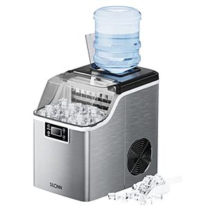 lot 26872 image: Silonn Countertop Ice Cube Ice Makers, 45lbs Per Day, Auto Self-Cleaning, 24 Pcs Ice Cubes in 13 Min, 2 Ways to Add Water, Compact Ice Machine for Home Office Bar Party SLIM02