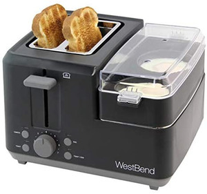 lot 26885 image: Toaster with Removable Crumb Includes Meat and Vegetable Warming Tray with Egg Cooker and Poacher Certified, Black
