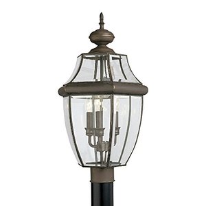 lot 26888 image: Sea Gull Lighting 8239-71 Lancaster Outdoor Post Lantern Outside Fixture, Three - Light, Antique Bronze