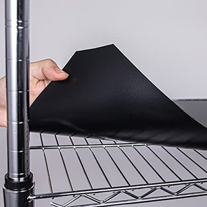 lot 26901 image: HooTown 5 Sheets Wire Shelf Liners Fit Wire Shelving Size 30 Inch x 14 Inch, Black Frosted Hard Plastic Protector Mats for Metal Stainless Steel Garage, Cabinets, Kitchen Shelves, Shoe Rack