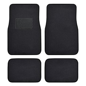 lot 26903 image: Premium 4PC Set of Carpet Car Floor Mats with Vinyl Safety Heel Pad for Car, Truck, SUV, Coupe Sedan, Black (MT-100-BK)