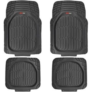 lot 26911 image: MotorTrend FlexTough Tortoise Heavy-Duty Rubber Floor Mats for All Weather Protection Deep Dish, Black  (4 piece)