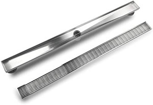 lot 26919 image: Neodrain 24-Inch Linear Shower Drain with Removable Heel Guard Grate, Professional Polished 304 Stainless Steel Rectangle Shower Floor Drain Manufacturer, with Leveling Feet, Hair Strainer   (Stock photo is different from actual product)