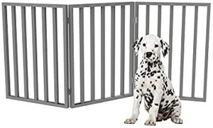 lot 27259 image: PETMAKER 80-62875-G Wooden Pet Gate- Foldable 3-Panel Indoor Barrier Fence