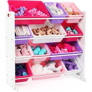 lot 28296 image: Humble Crew Kids Toy Storage Organizer with 12 Plastic Bins Multiple Colors