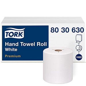 lot 28303 image: Tork Roll Hand Towel White H80, Premium, 6 rolls, 8030630