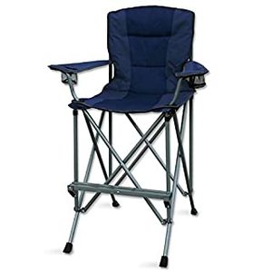 lot 28306 image: RMS Outdoors Extra Tall Folding Chair - Bar Height Director Chair for Camping, Home Patio and Sports - Portable and Collapsible with Footrest and Carrying Bag - Up to 300 lbs Weight Capacity (Blue) (B07X13F7VB)