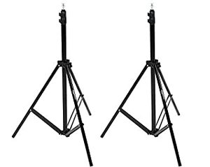 lot 28312 image: Amazon Basics Aluminum Light Photography Tripod Stand with Case - Pack of 2, 2.8 - 6.7 Feet, Black (B074VMTP68)