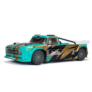 lot 28325 image: ARRMA RC Truck 18 Infraction 4X4 MEGA Resto-Mod Truck RTR (4 AA Batteries for Transmitter Not Included) , ARA4215V3T2, Teal and Bronze