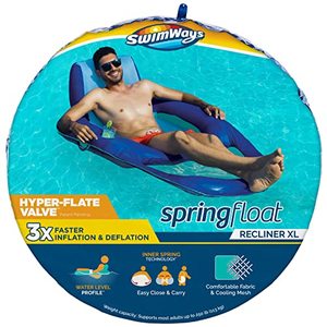 lot 28334 image: SwimWays Spring Float Recliner XL Inflatable Pool Lounger with Hyper-Flate Valve