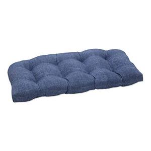lot 28341 image: Pillow Perfect Outdoor  Indoor Tory Denim Wicker Loveseat Cushion, Blue  (44 X 19 X 5)
