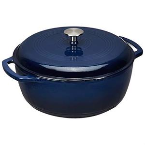 lot 28346 image: Amazon Basics Enameled Cast Iron Covered Dutch Oven, 7.3-Quart, Navy