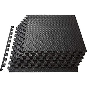 lot 28351 image: ProSource fs-1908  Puzzle Exercise Mat EVA Foam Interlocking Tiles, Black  (24 Sq Ft)