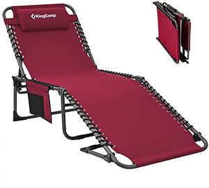 lot 28372 image: KingCamp Lounge Chair, Wine  (74.8 x 23.2 x 14.5)